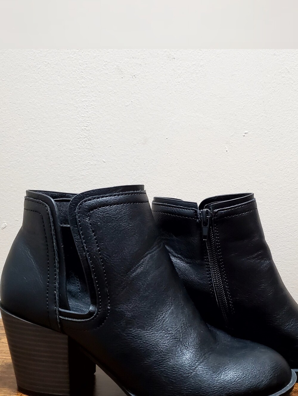 Classic Black Side-Zip Ankle Booties with Stacked Heel
